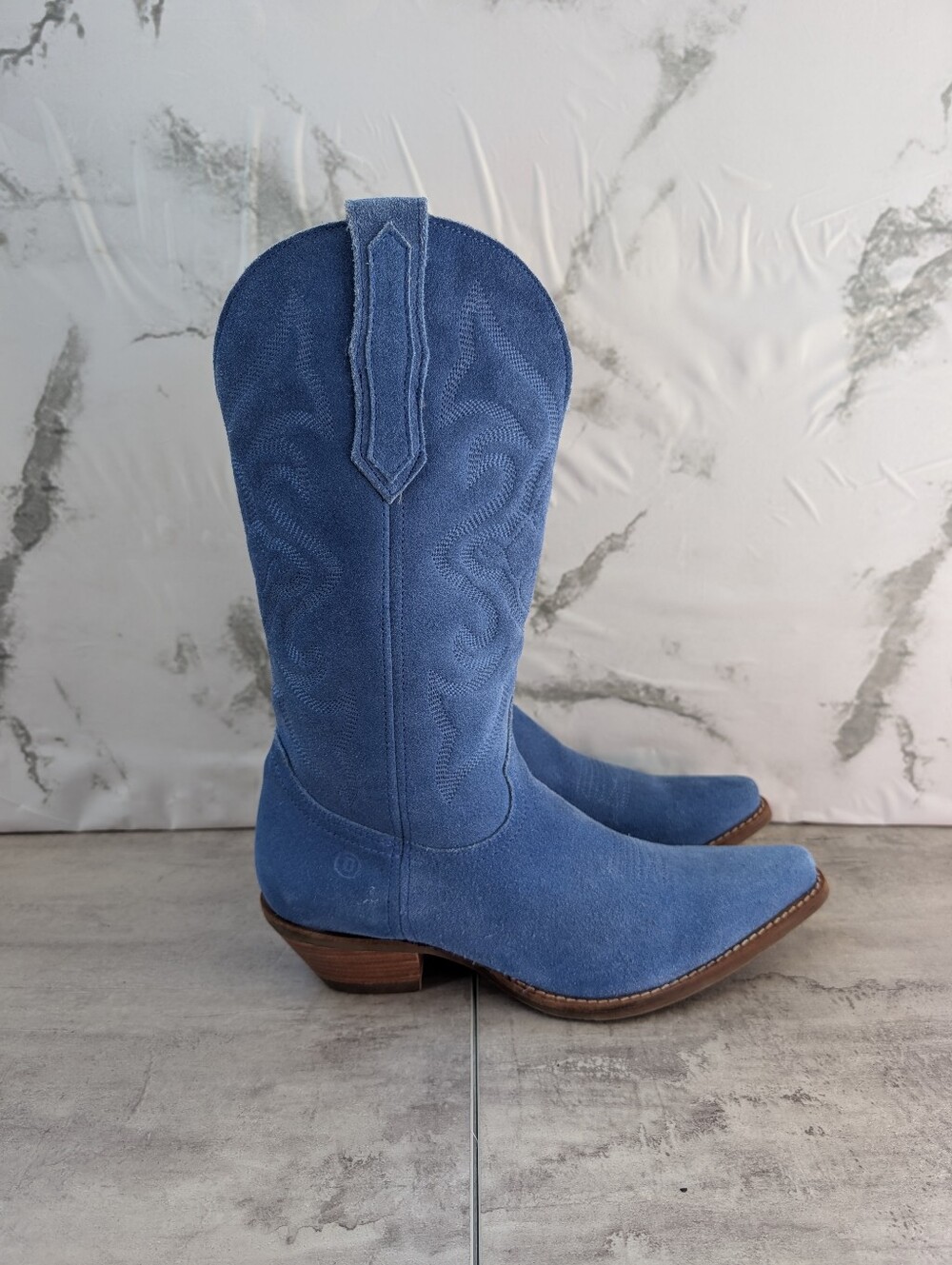 Dingo Out West Blue Suede Snip Toe Women's Cowboy Cowgirl Boots Size 9 Western - Picture 4 of 15